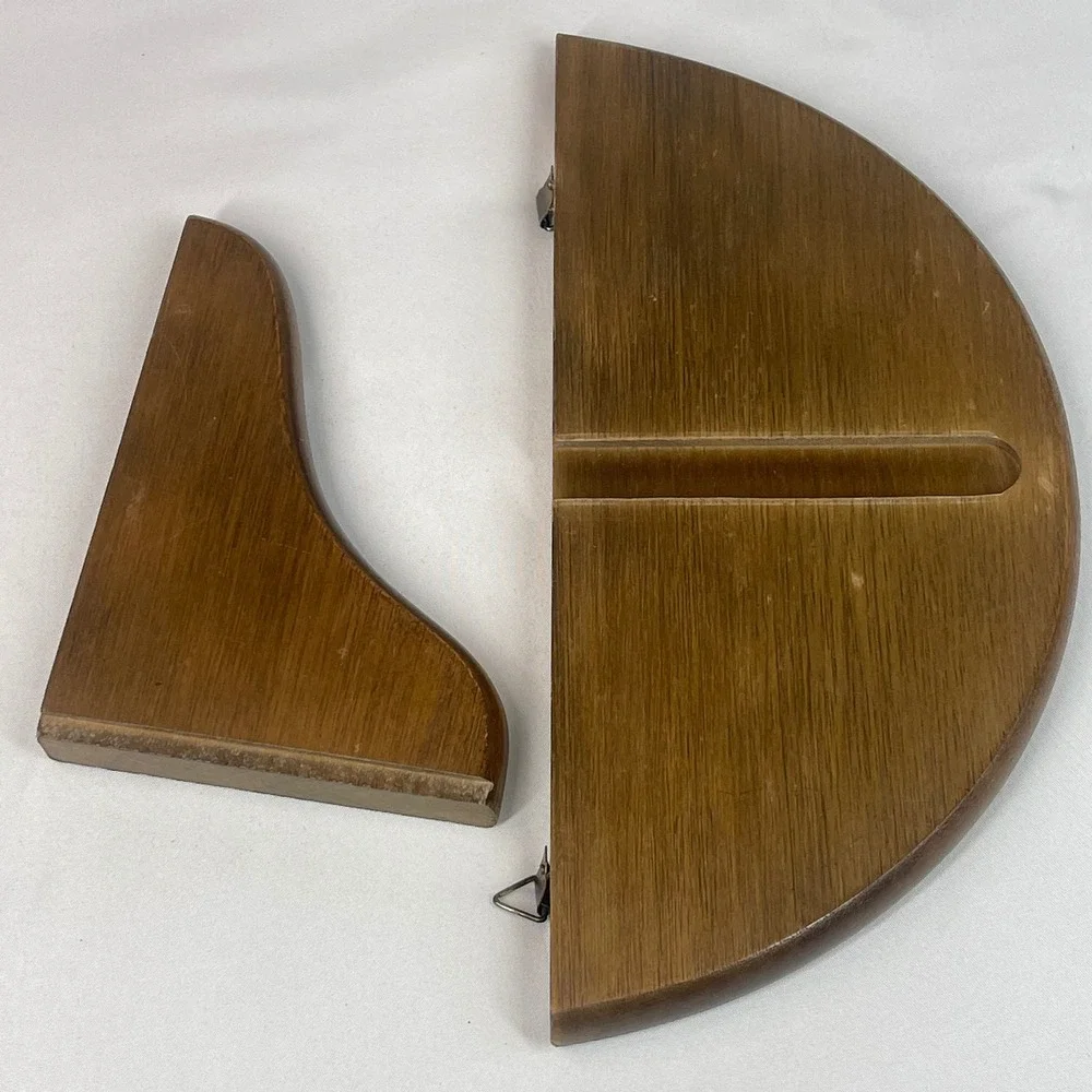 Vintage Wood Half Moon Floating Wall Shelf 10